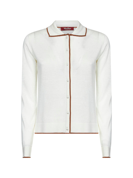 White silk and wool knit MSTTARGA cardigan