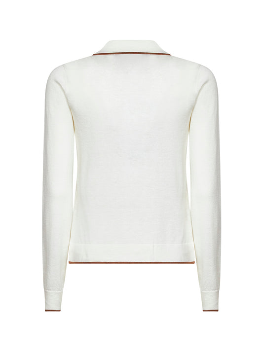 White silk and wool knit MSTTARGA cardigan