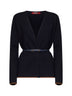 Navy blue compact knit MSTDENTE belted cardigan