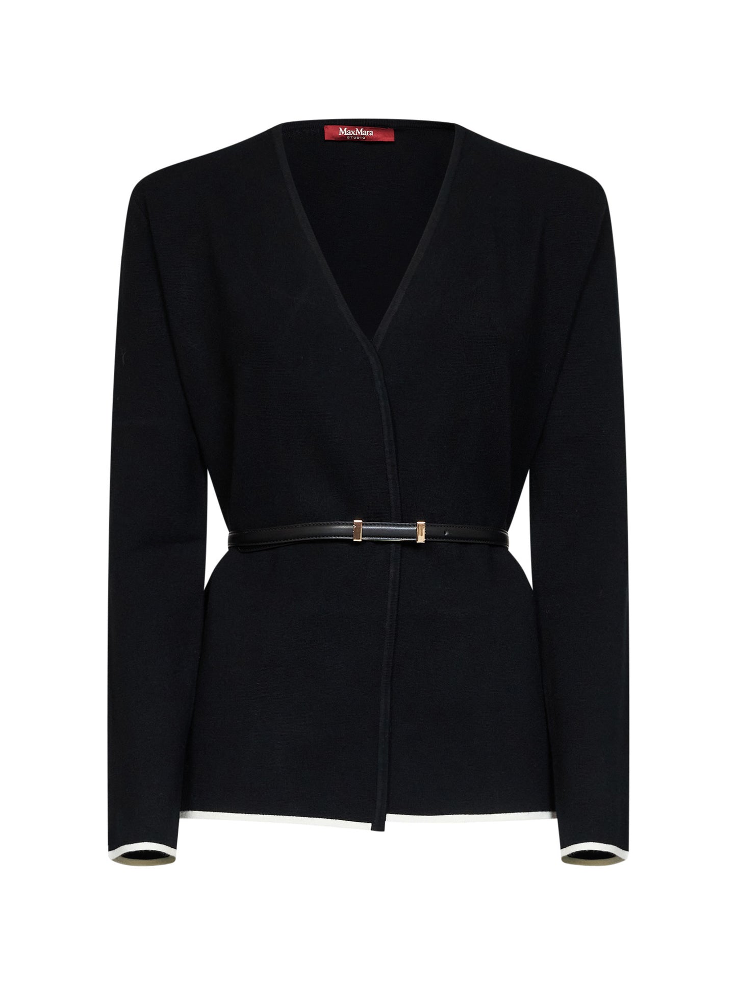 Cardigan con cintura MSTDENTE in maglia compatta nera