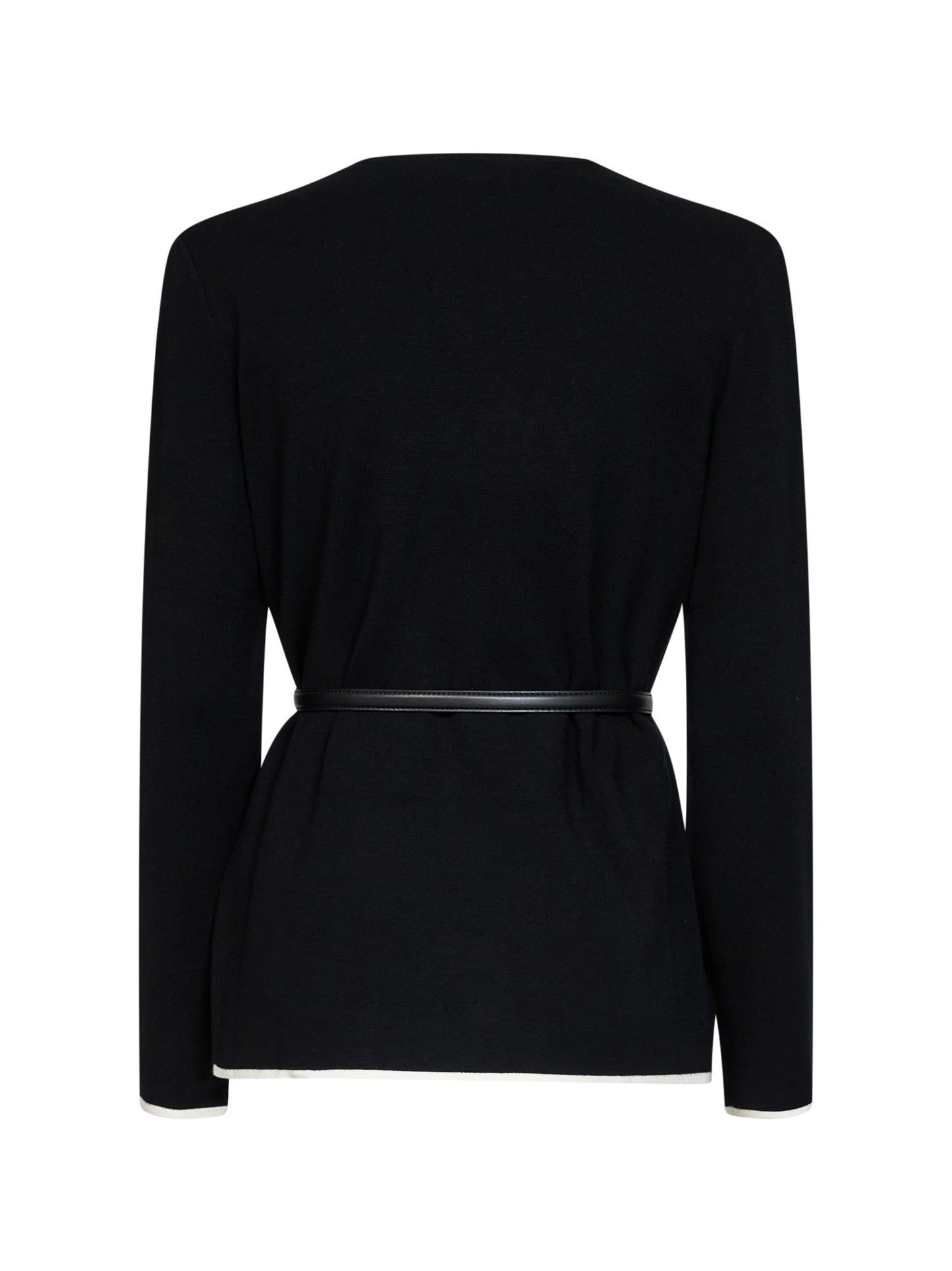 Cardigan con cintura MSTDENTE in maglia compatta nera