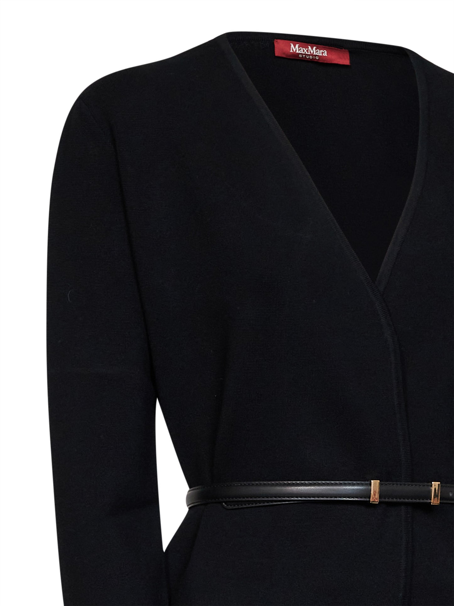 Cardigan con cintura MSTDENTE in maglia compatta nera