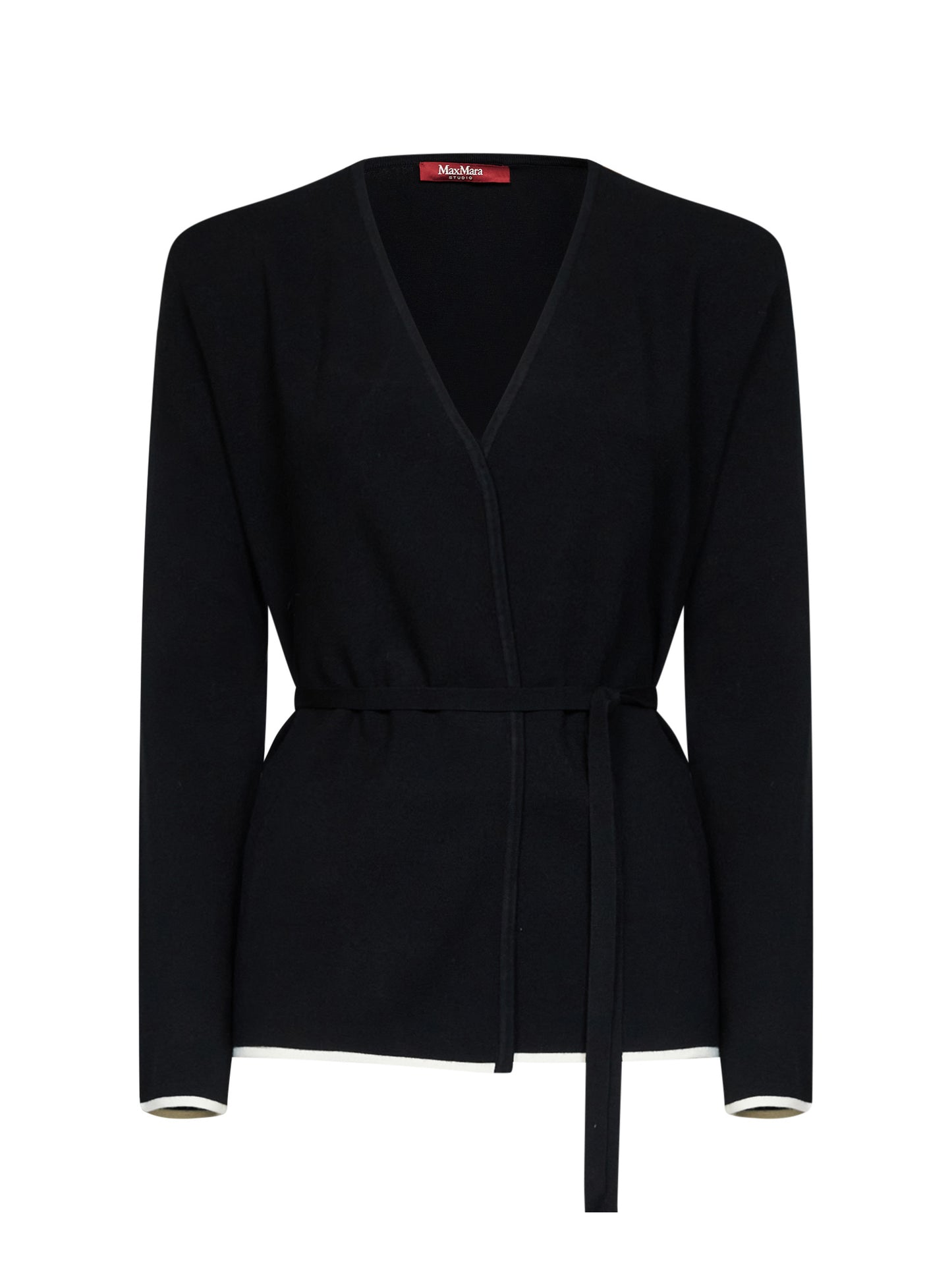 Cardigan con cintura MSTDENTE in maglia compatta nera
