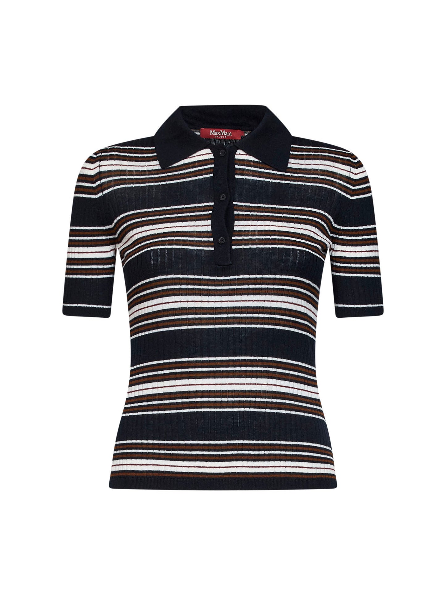 Polo aderente a righe MSTTALLERO in maglia a coste blu