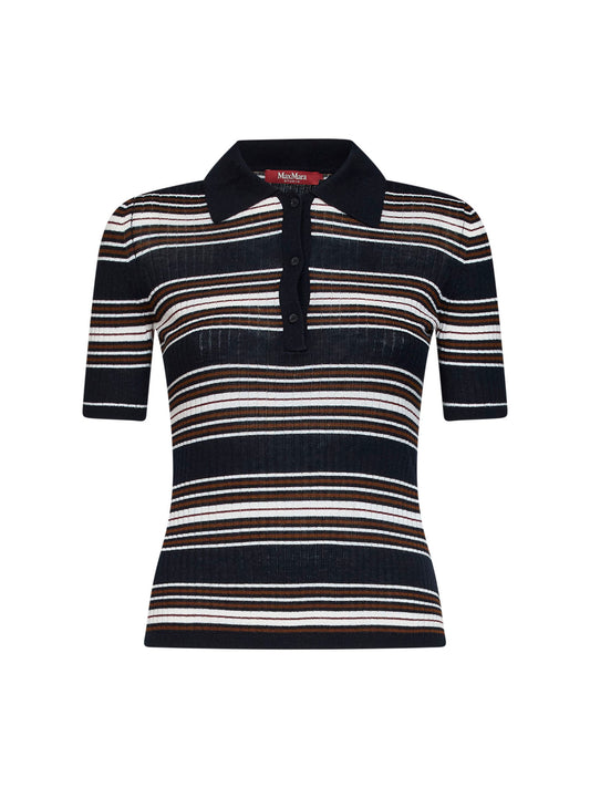 Blue ribbed knit MSTTALLERO striped fitted polo shirt