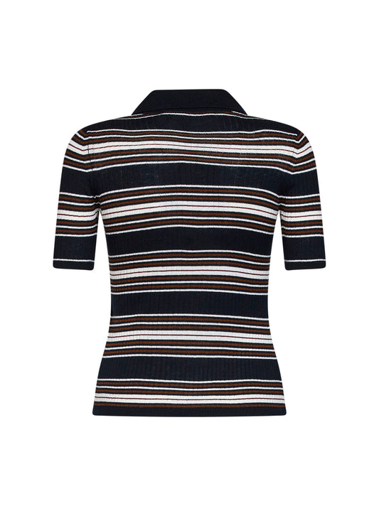 Blue ribbed knit MSTTALLERO striped fitted polo shirt