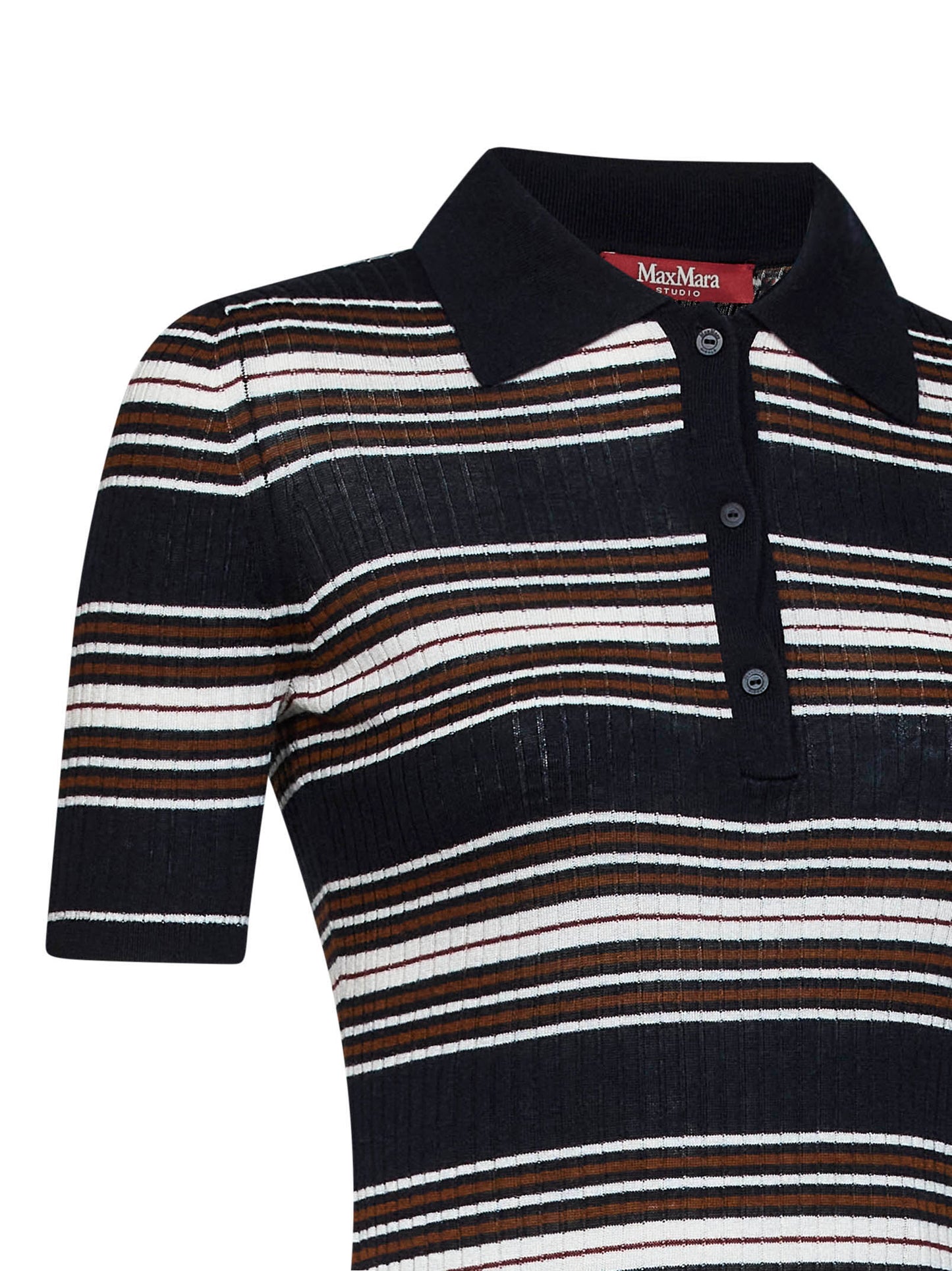 Polo aderente a righe MSTTALLERO in maglia a coste blu
