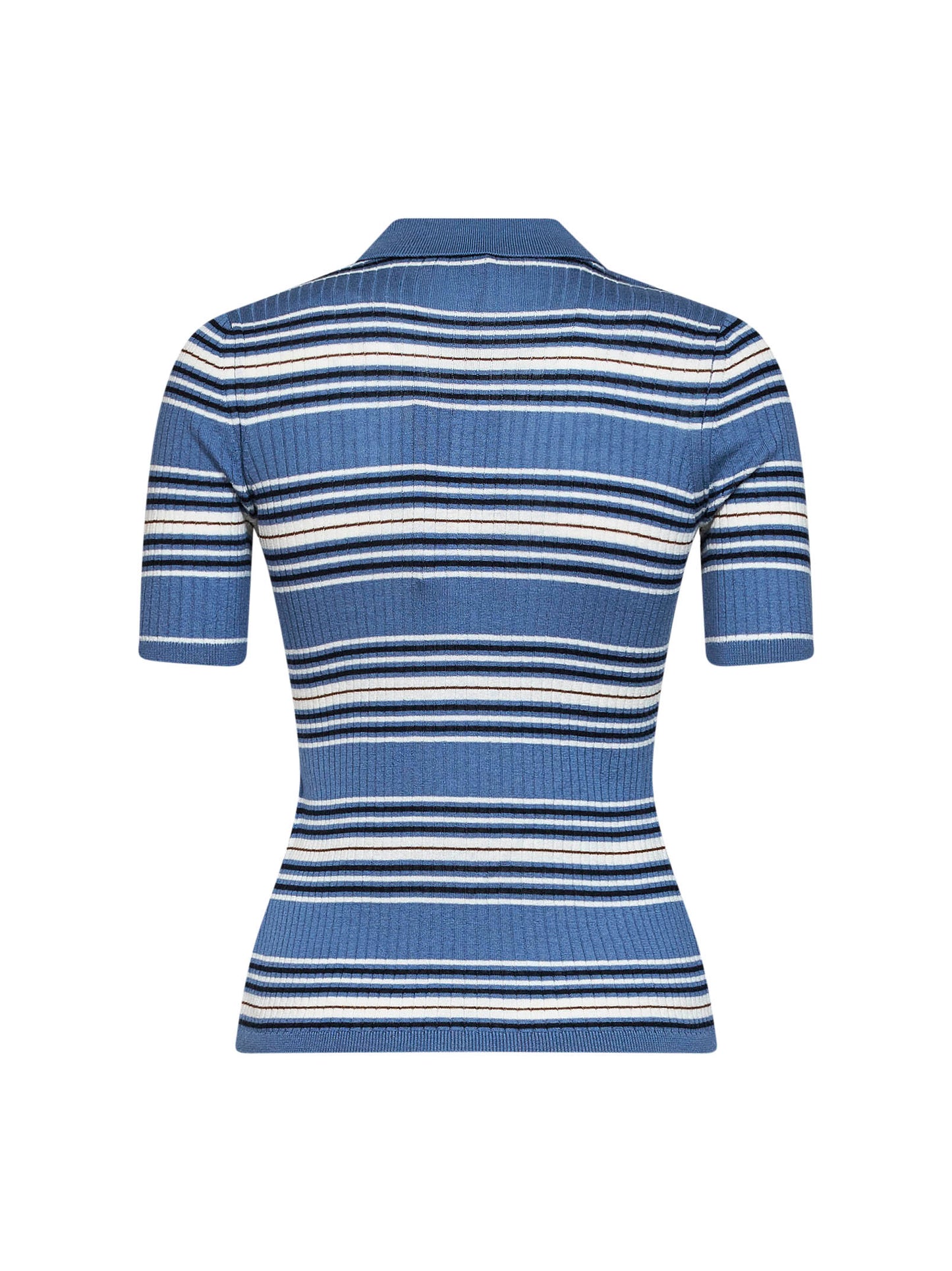 Light blue ribbed knit MSTTALLERO striped fitted polo shirt