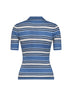 Light blue ribbed knit MSTTALLERO striped fitted polo shirt