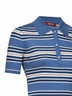 Light blue ribbed knit MSTTALLERO striped fitted polo shirt