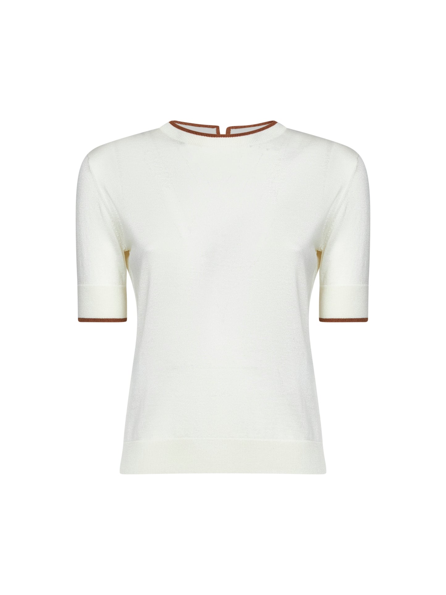 White knit MSTAGENDA top with contrasting trim