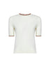 White knit MSTAGENDA top with contrasting trim