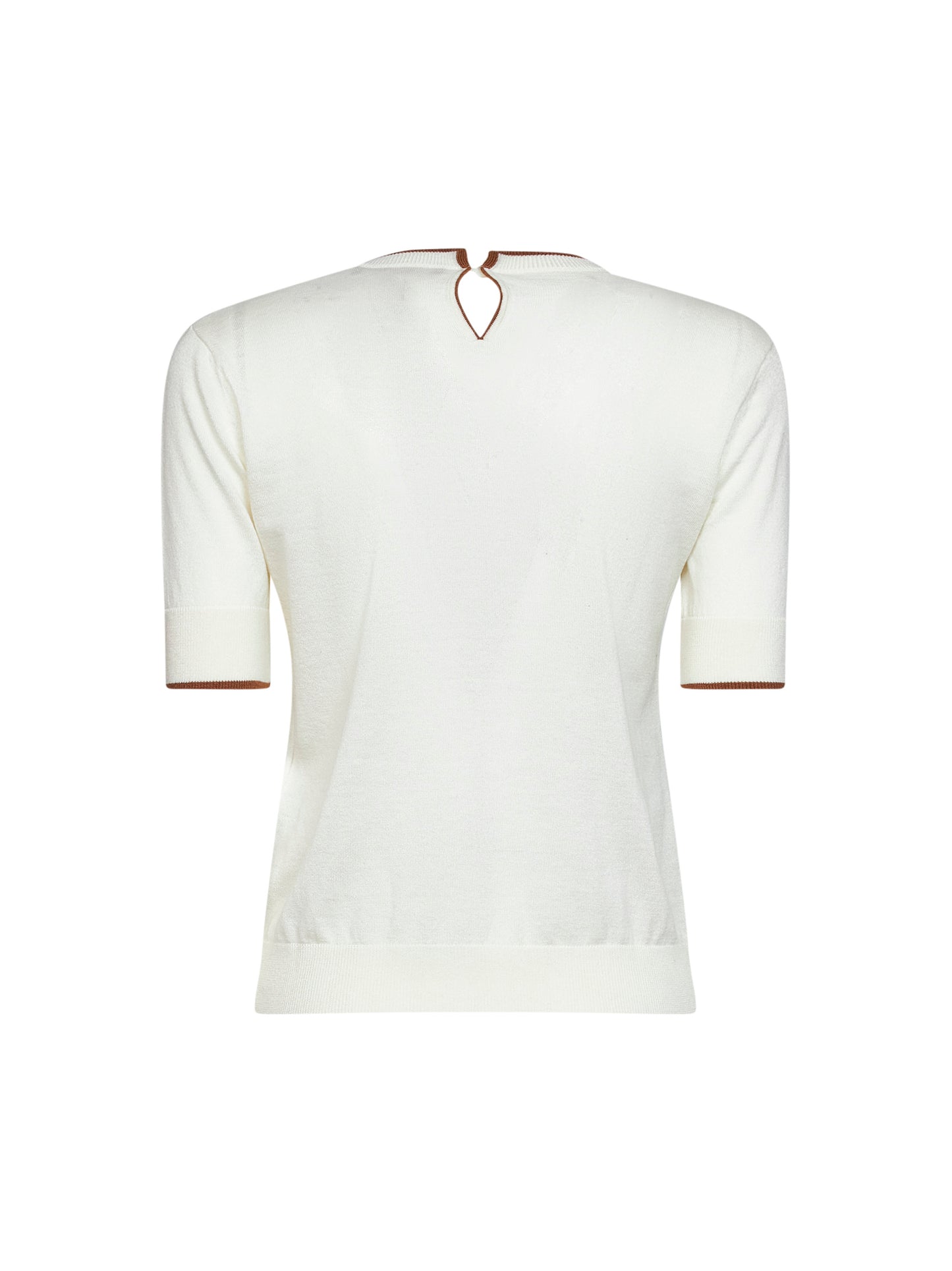 White knit MSTAGENDA top with contrasting trim