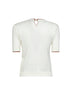 White knit MSTAGENDA top with contrasting trim