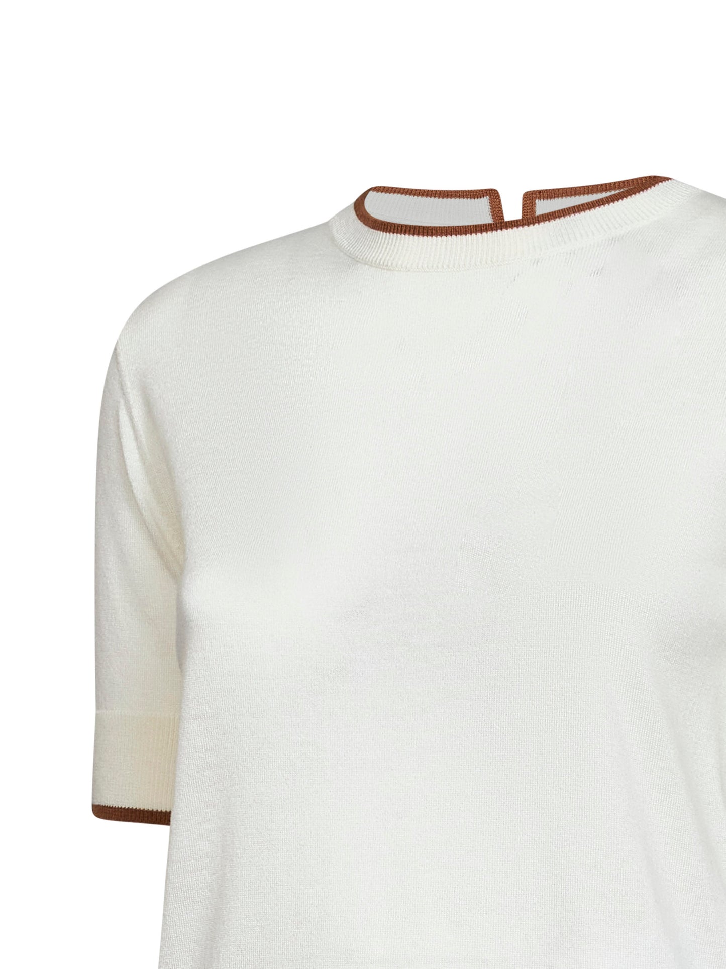 White knit MSTAGENDA top with contrasting trim