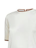White knit MSTAGENDA top with contrasting trim