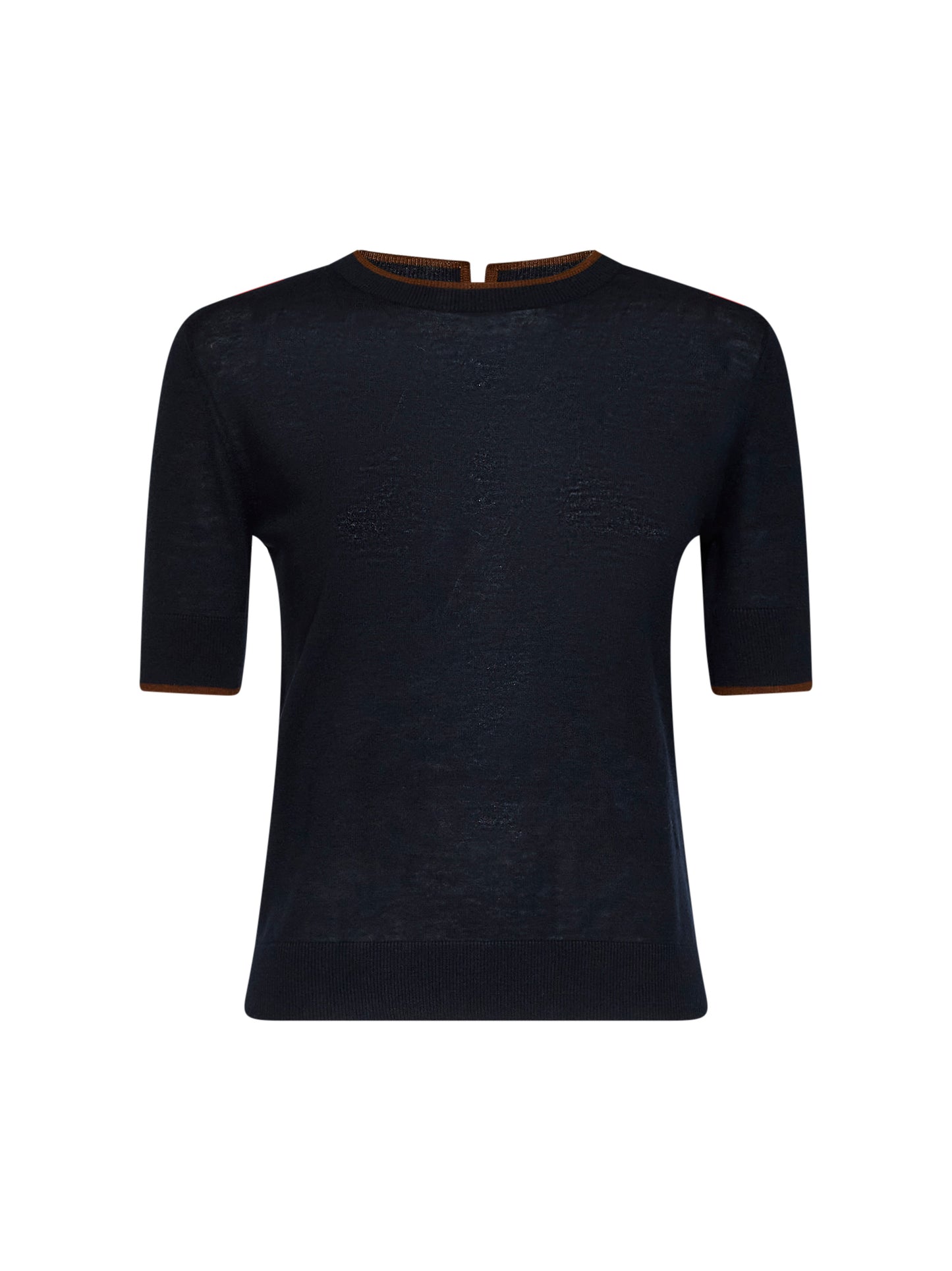 Blue knit MSTAGENDA top with contrasting trim