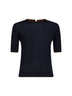 Blue knit MSTAGENDA top with contrasting trim