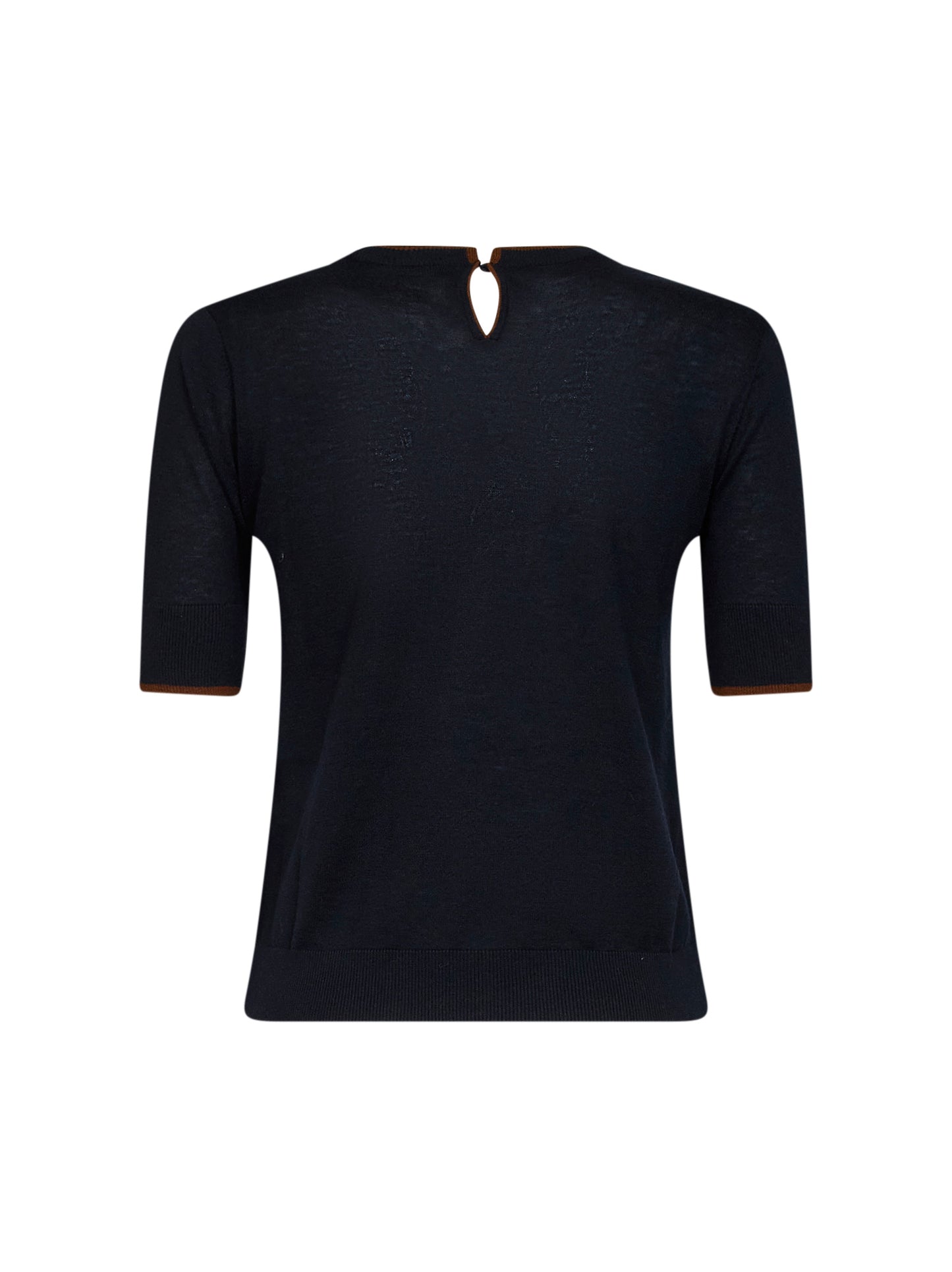 Blue knit MSTAGENDA top with contrasting trim