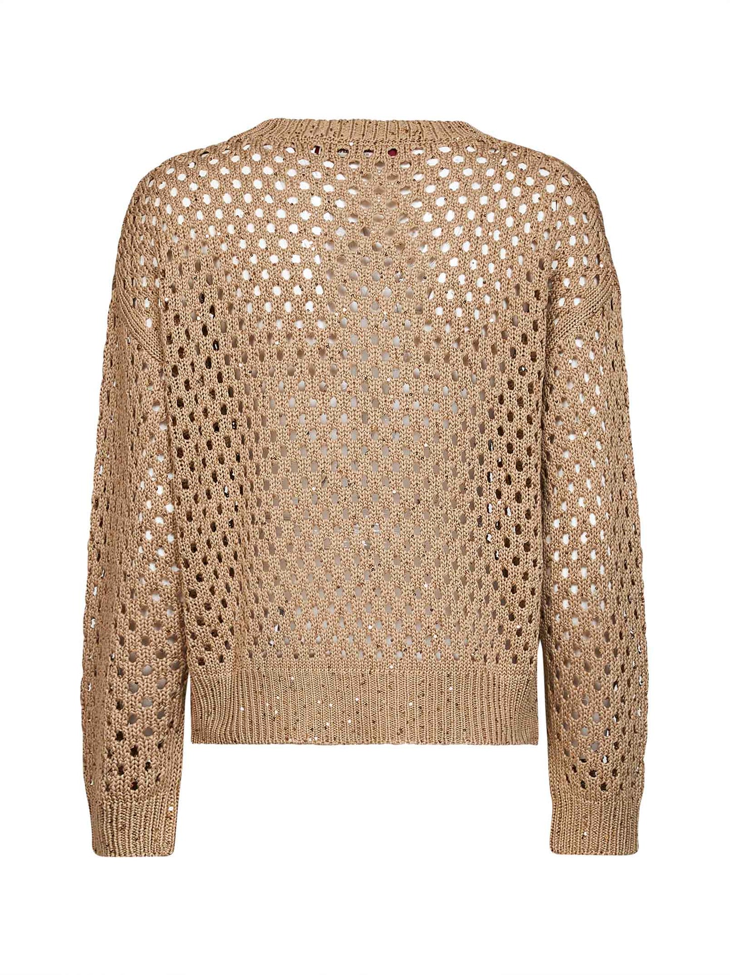 Maglia boxy con paillettes MSTGEYSER cammello