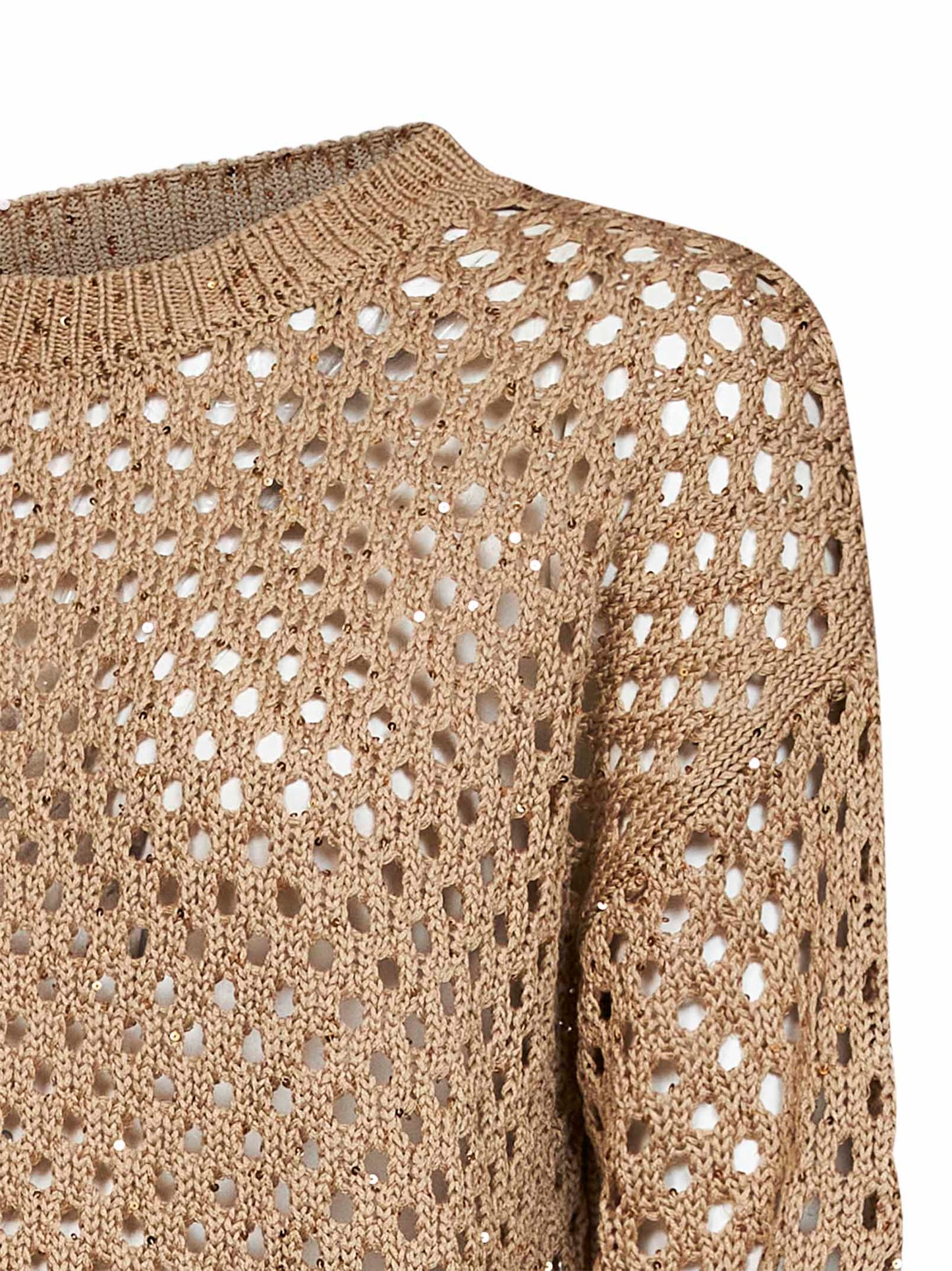 Maglia boxy con paillettes MSTGEYSER cammello
