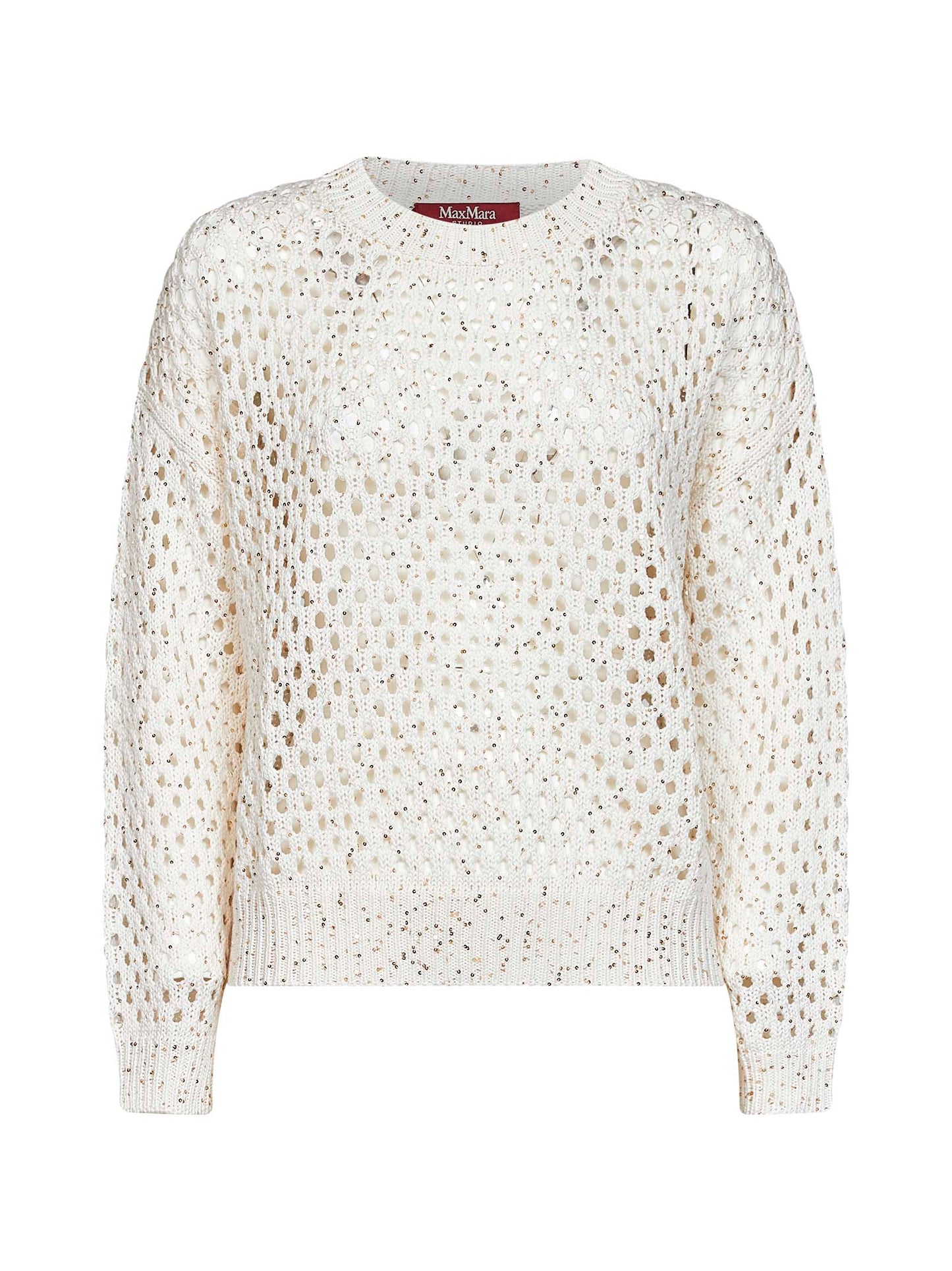 White knit MSTGEYSER boxy sequin top