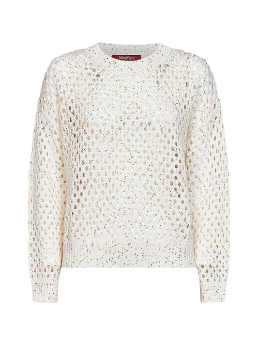White knit MSTGEYSER boxy sequin top