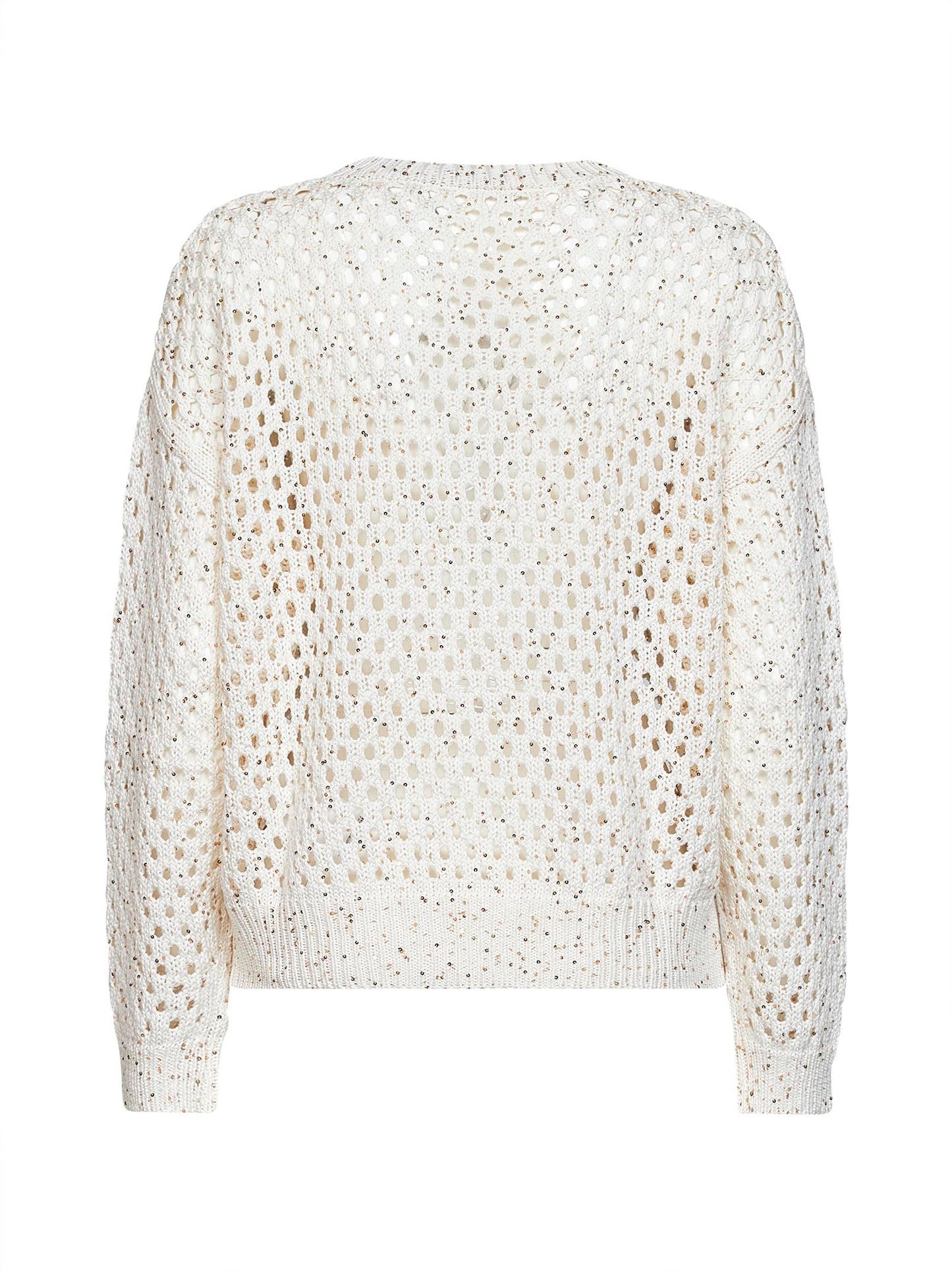 White knit MSTGEYSER boxy sequin top