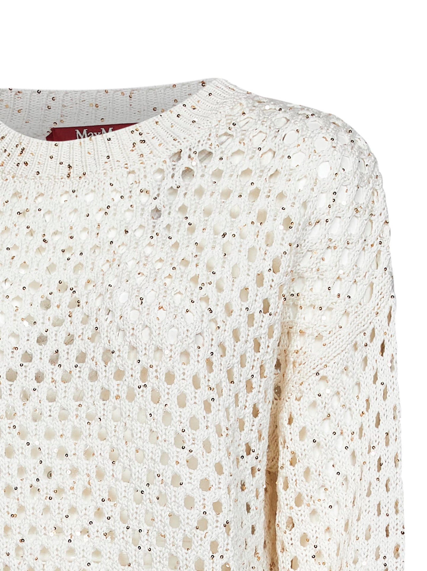 White knit MSTGEYSER boxy sequin top