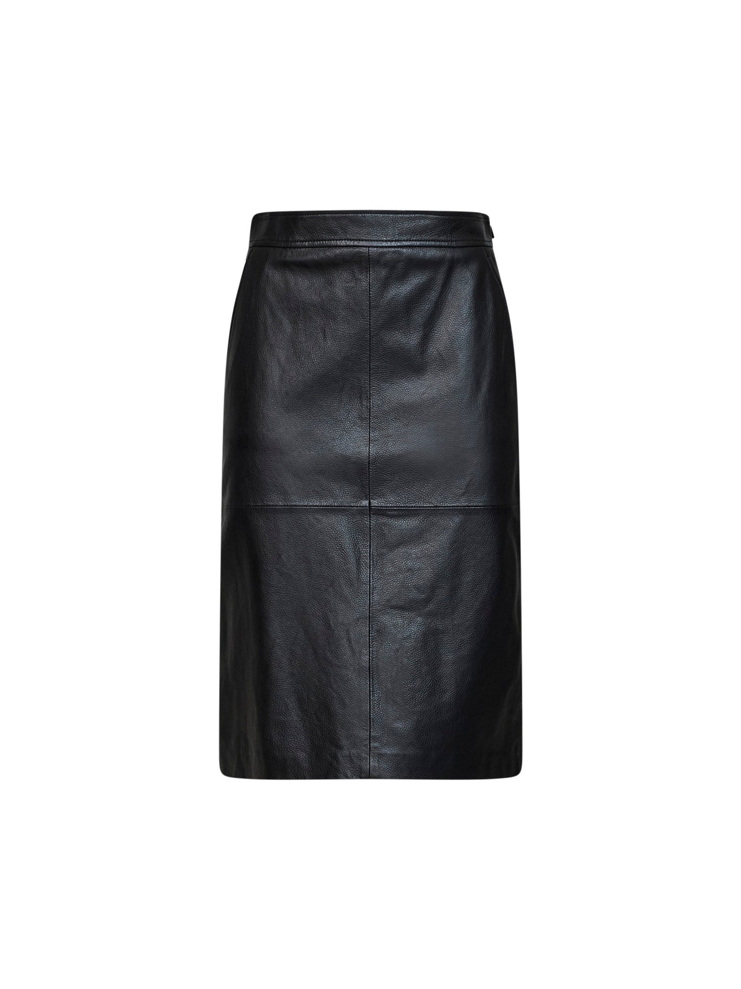 Black hammered nappa leather MSTTIMORE pencil skirt