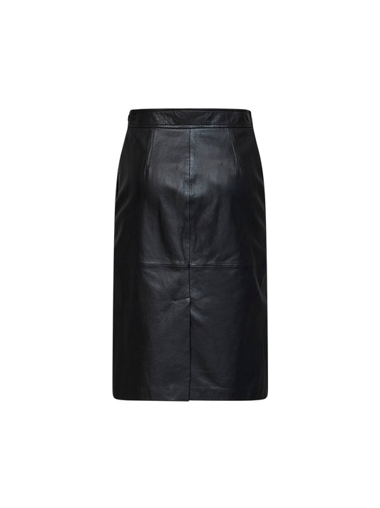Black hammered nappa leather MSTTIMORE pencil skirt