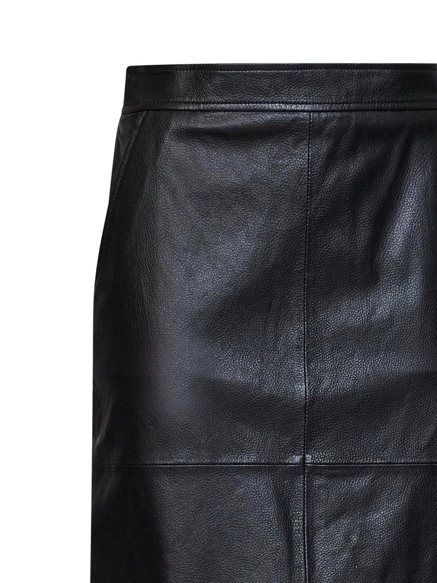 Black hammered nappa leather MSTTIMORE pencil skirt
