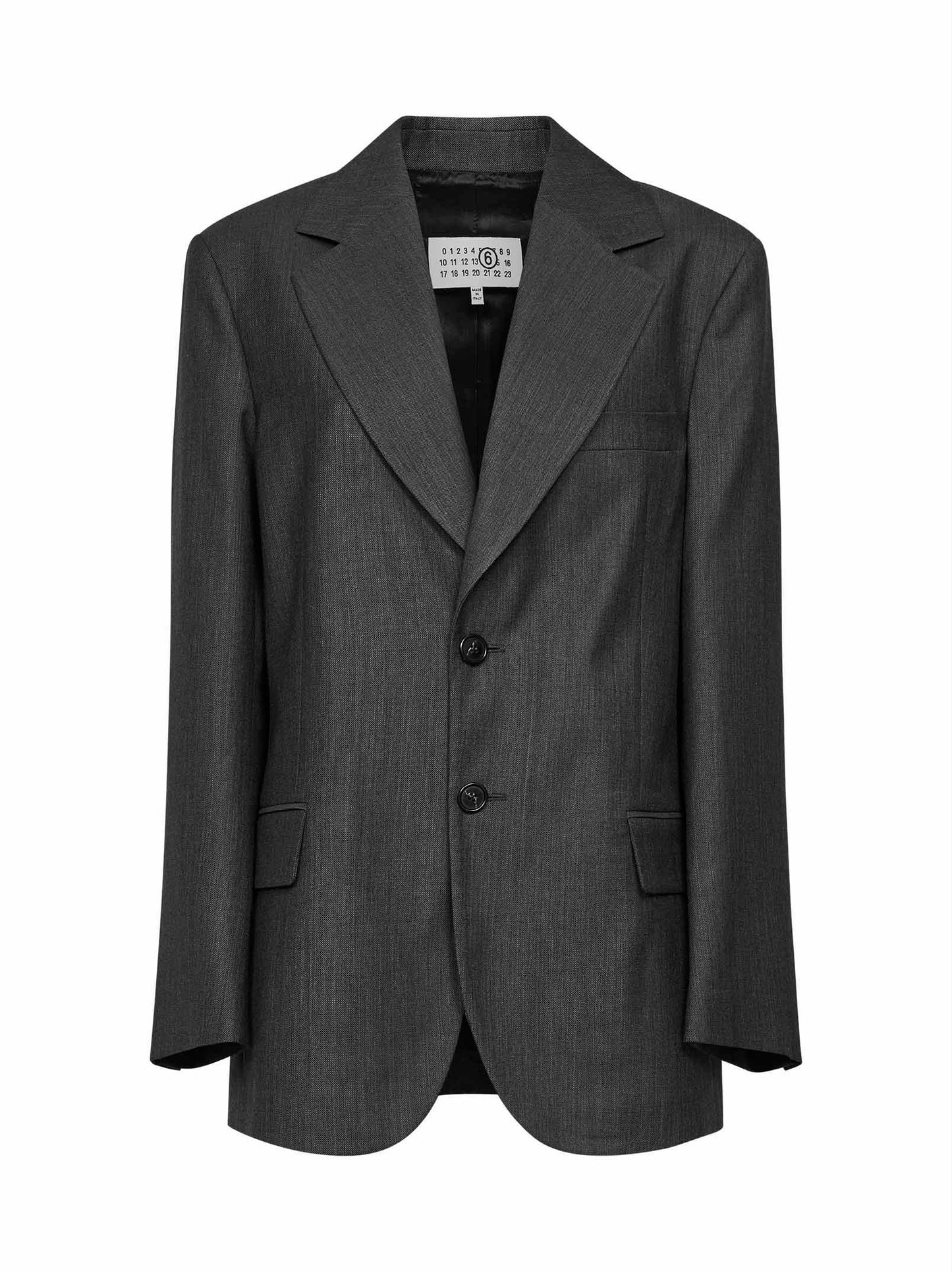 Grey virgin wool and cotton oversized blazer