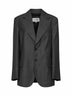 Grey virgin wool and cotton oversized blazer