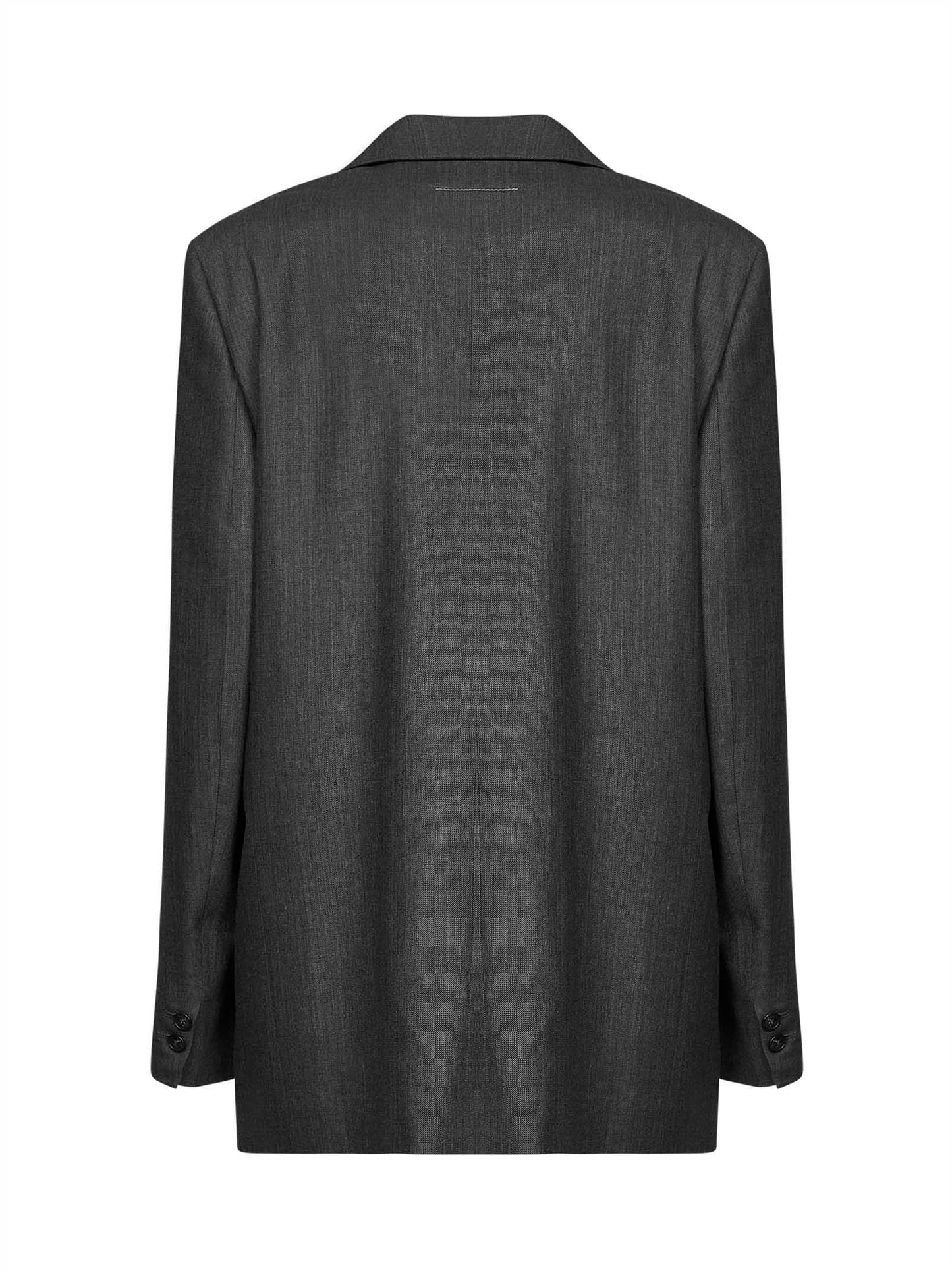 Grey virgin wool and cotton oversized blazer