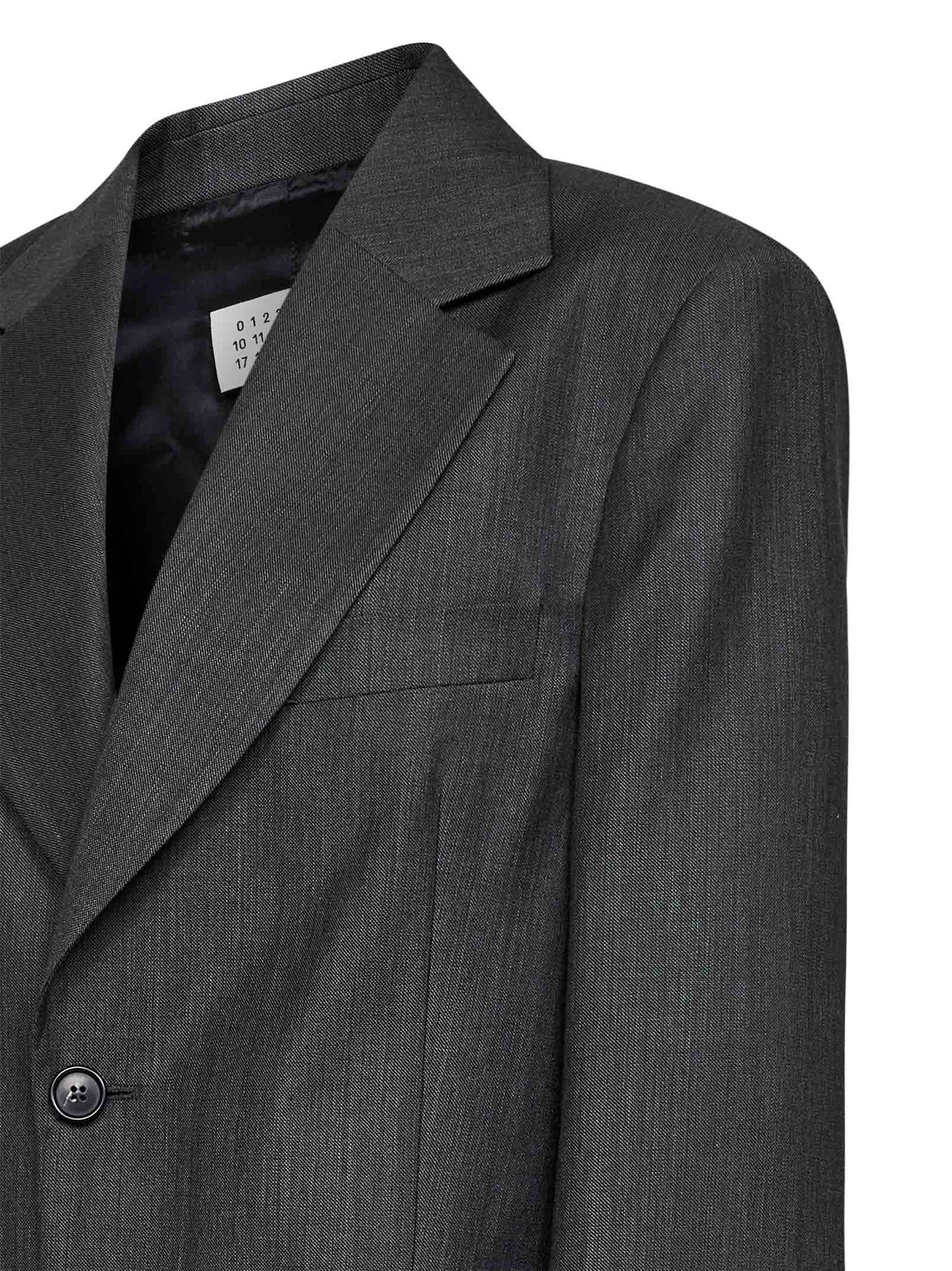 Grey virgin wool and cotton oversized blazer