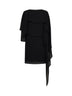 Black chiffon short dress with cape
