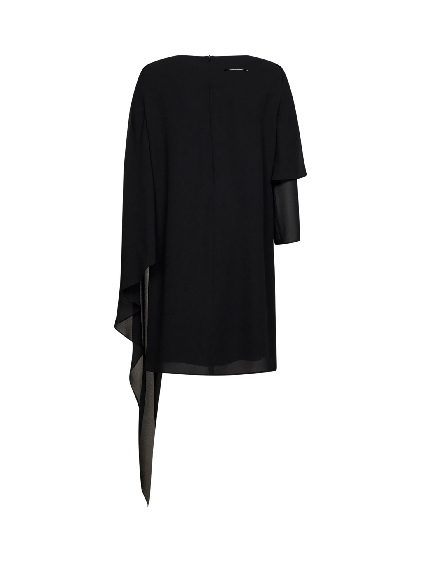 Black chiffon short dress with cape