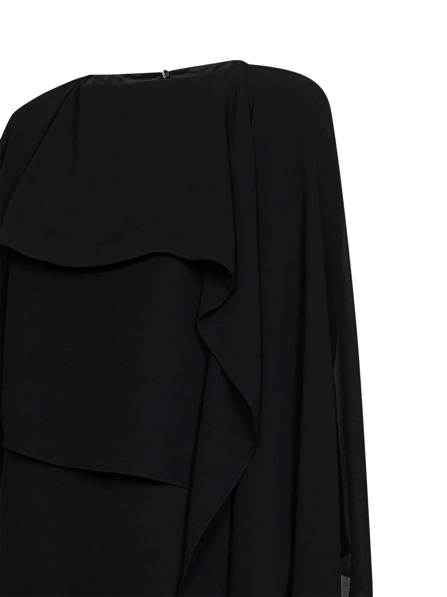 Black chiffon short dress with cape