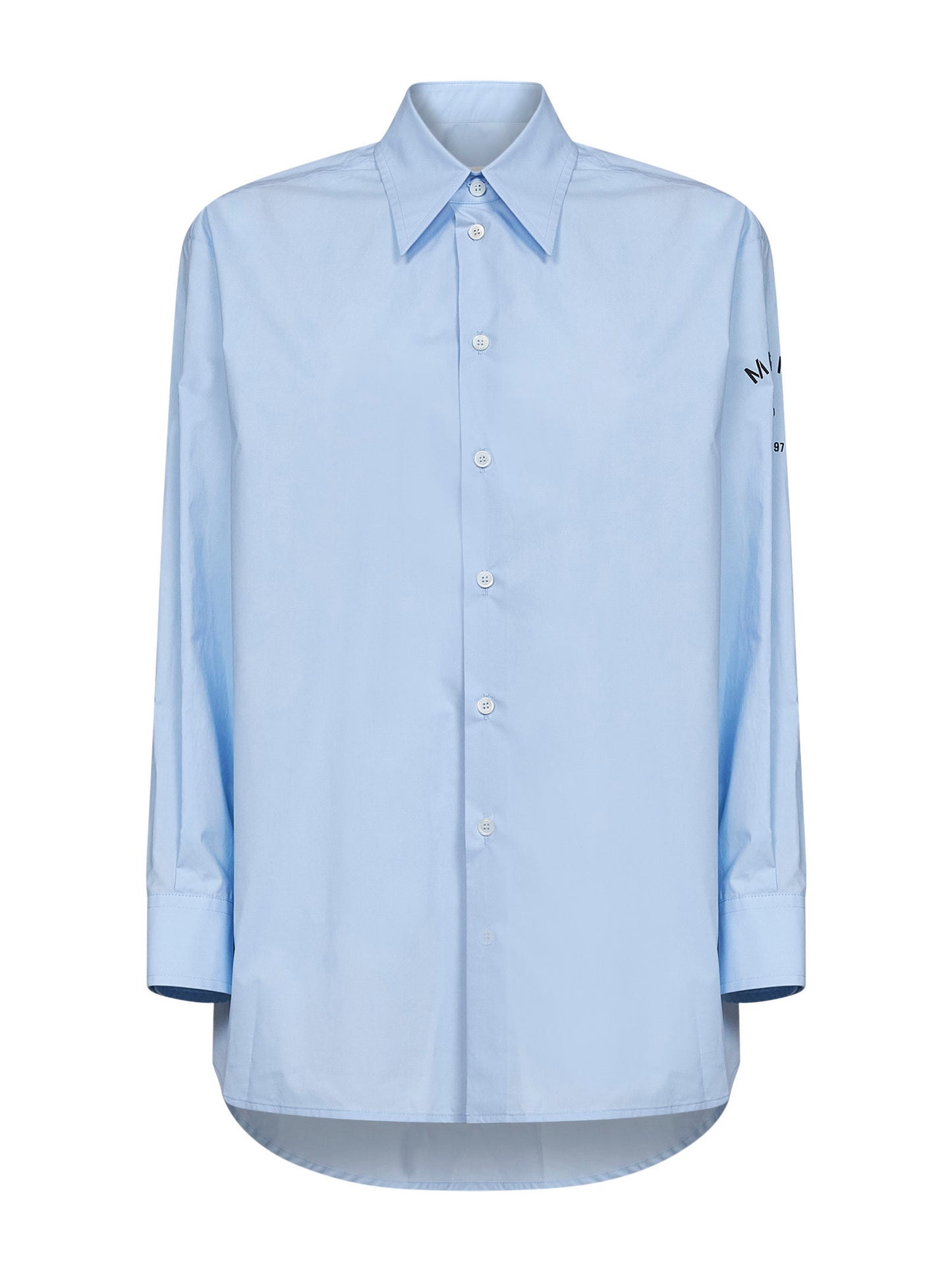 Light blue cotton poplin logo shirt