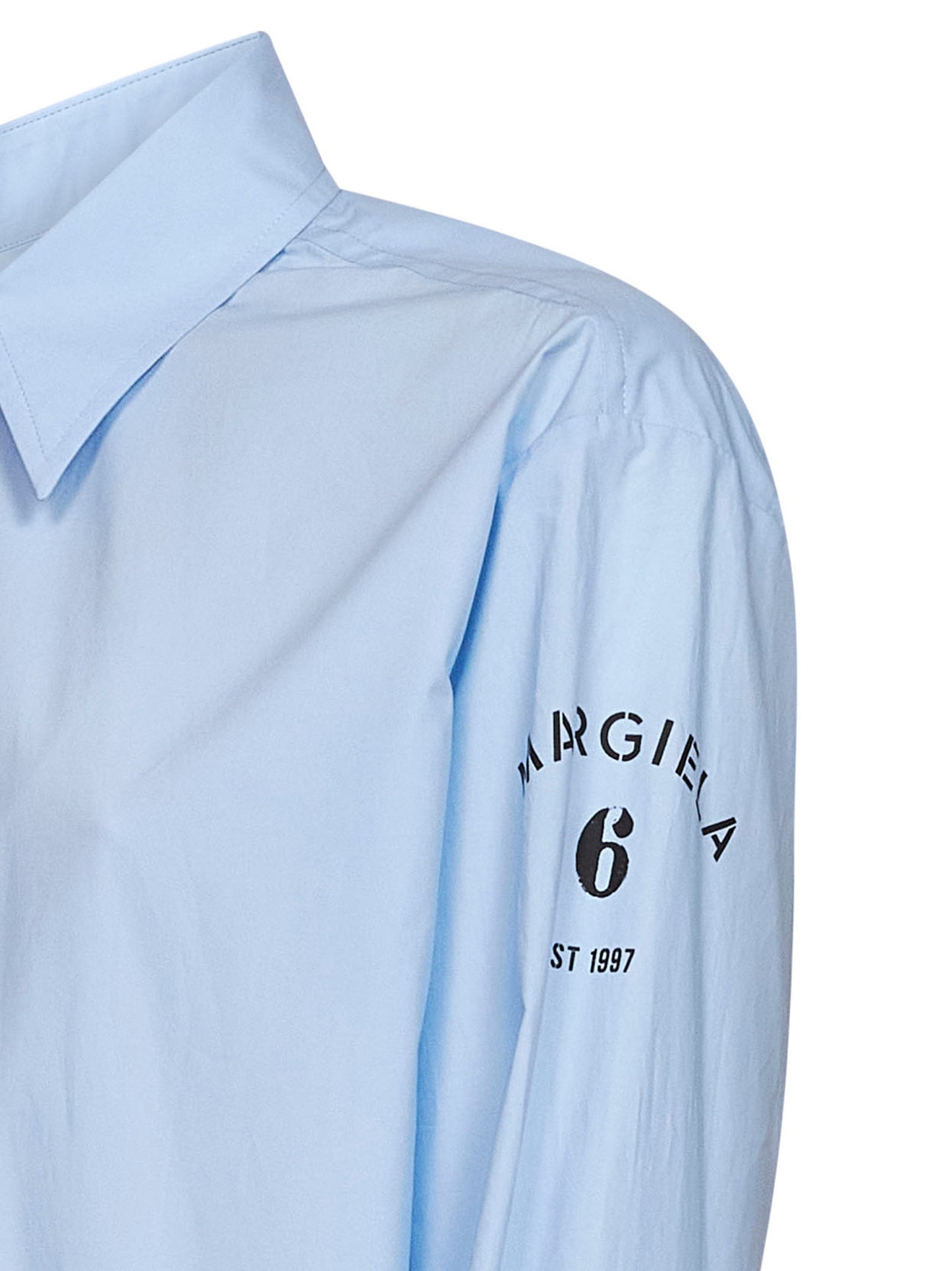 Light blue cotton poplin logo shirt