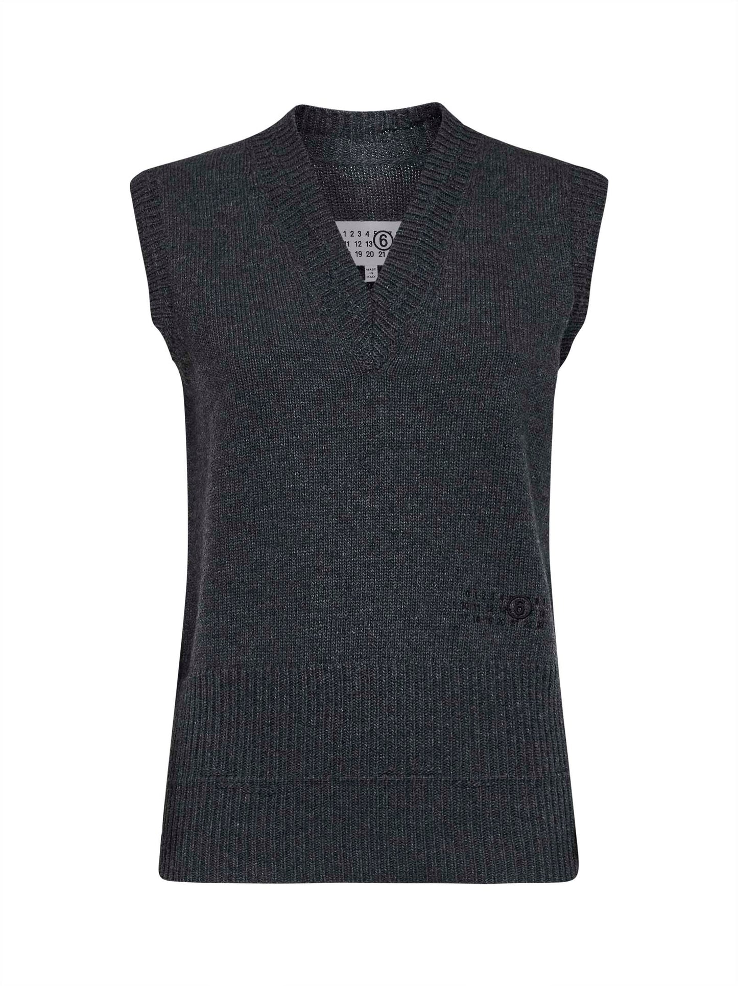 Gilet in maglia di misto lana grigio scuro melange con logo