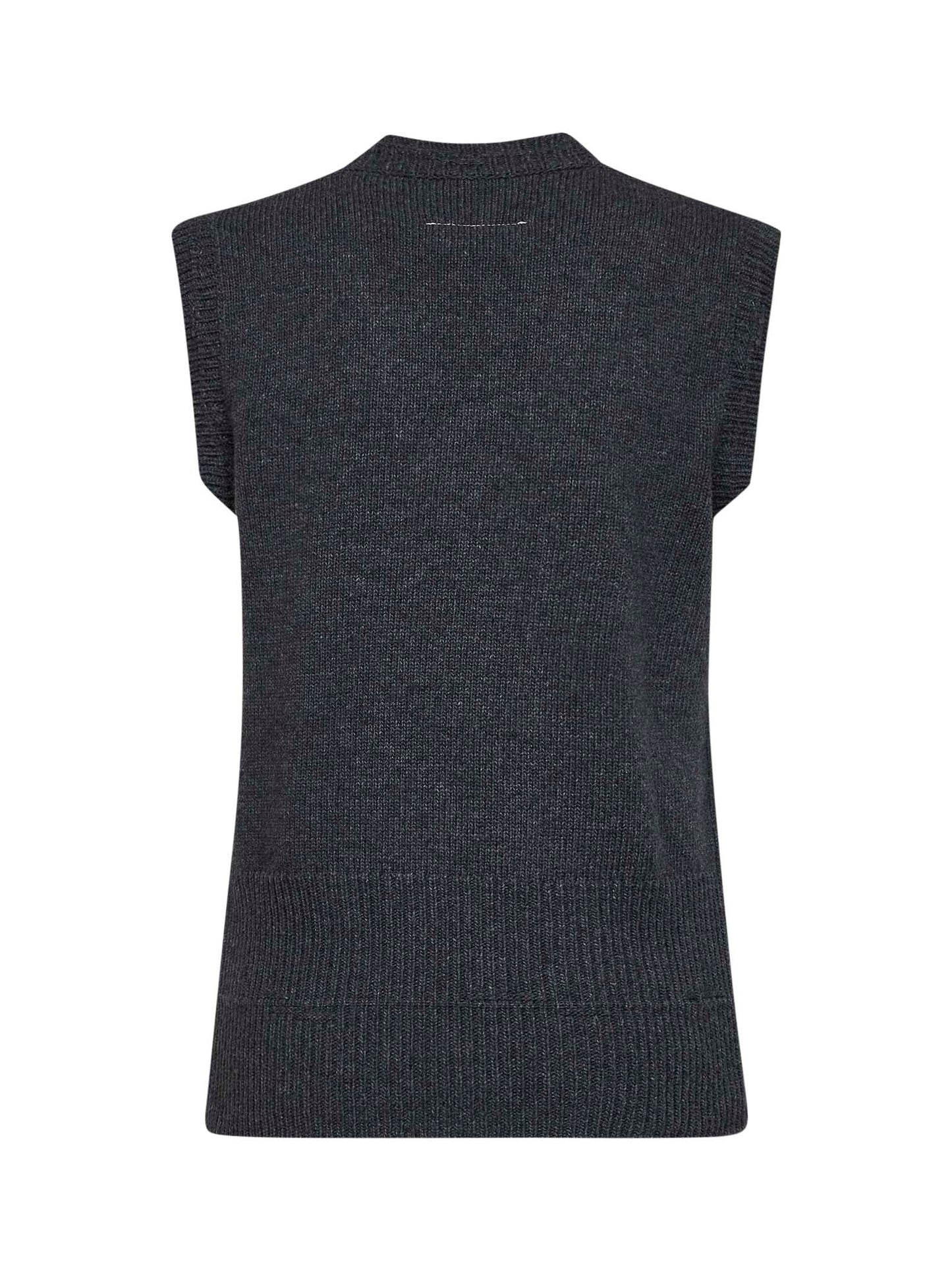 Gilet in maglia di misto lana grigio scuro melange con logo