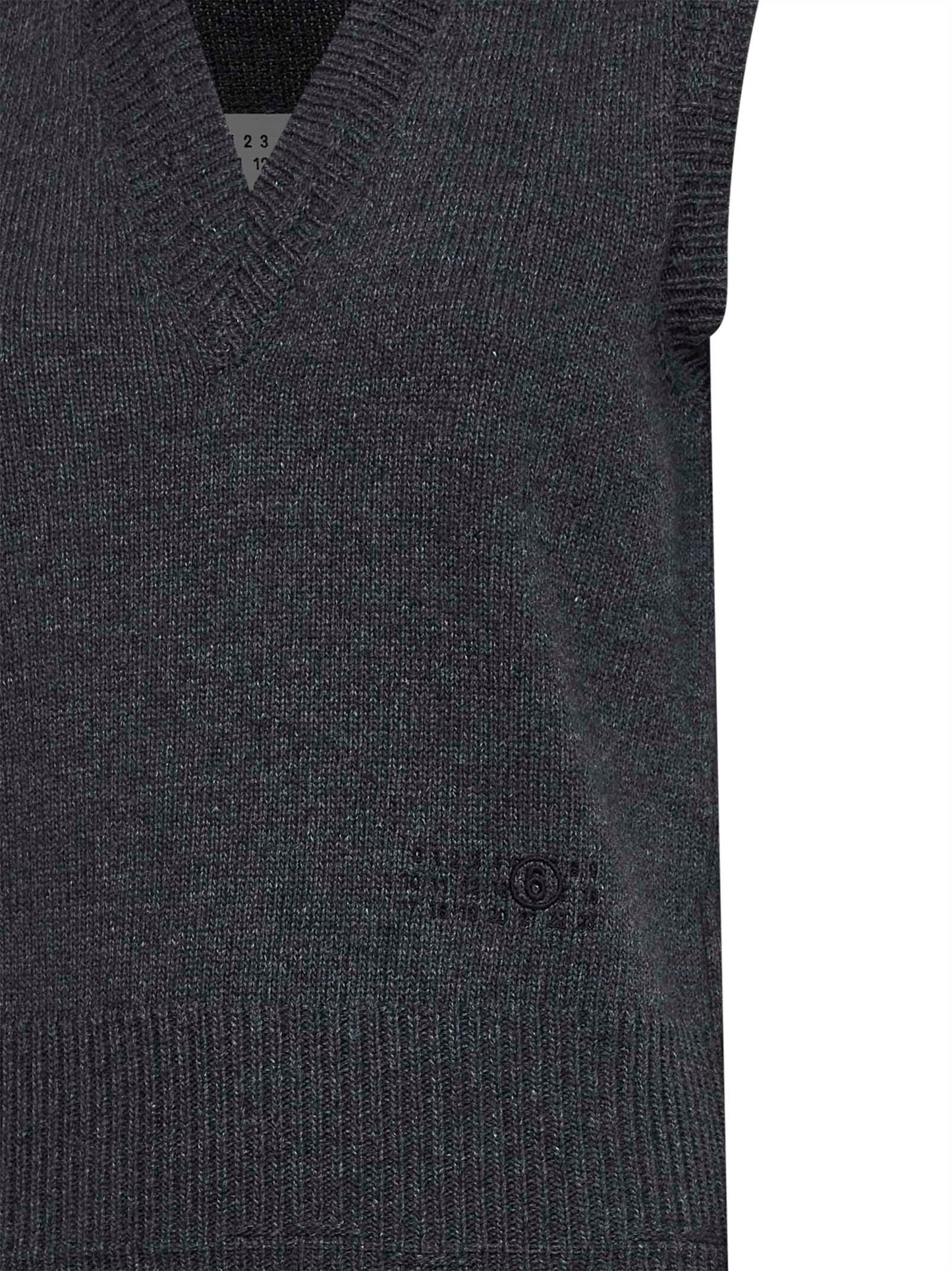 Gilet in maglia di misto lana grigio scuro melange con logo