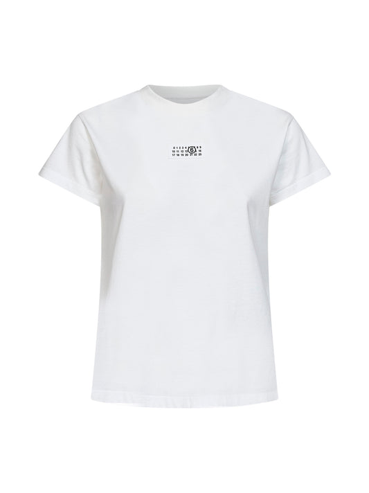 White cotton jersey numeric T-shirt