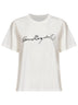 White washed jersey T-shirt with calligraphic print