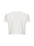 T-shirt crop in jersey bianco con stampa capovolta