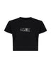 T-shirt crop in jersey sovratinto nero con stampa capovolta