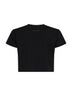 T-shirt crop in jersey sovratinto nero con stampa capovolta
