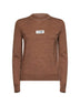 Light brown wool blend sweater with contrasting trims
